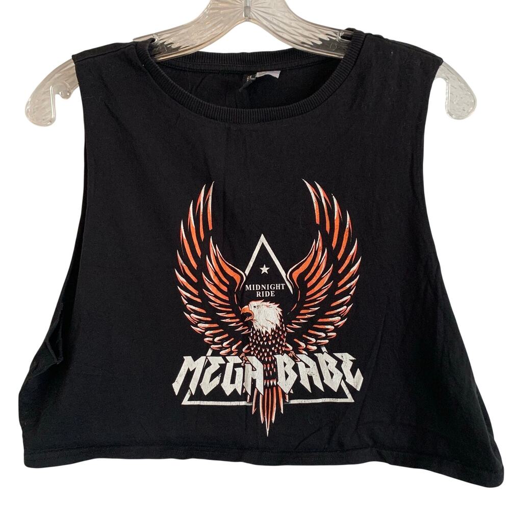 Divided Womens Medium Mega Babe Cropped Belly Shirt Rocker Rock Eagle Tank Top